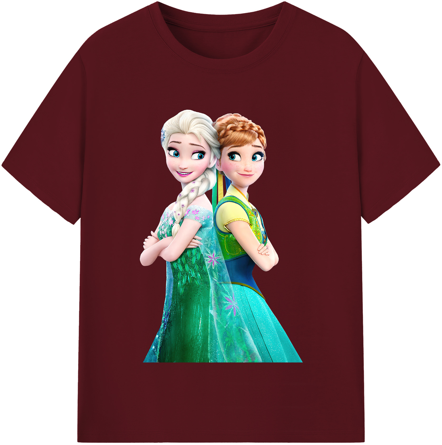 （画像用） アナと雪の女王 アンナ エルサ Frozen Anna Elsa 綿100％半袖Tシャツ（フロントプリント）